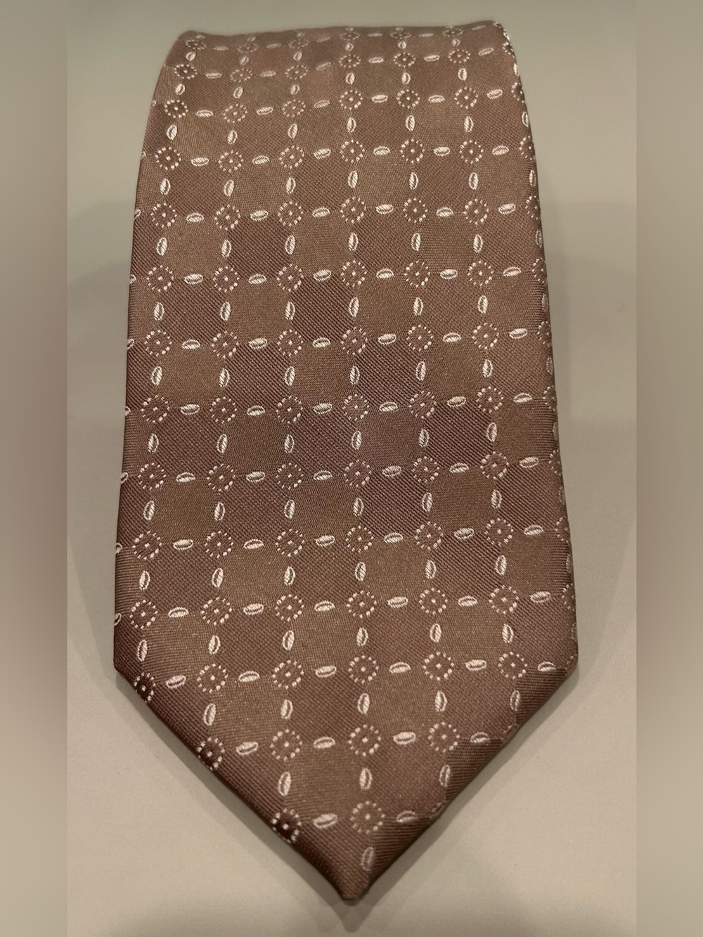 Michael Kors Taupe Silk Tie with Subtle Geometric Motif